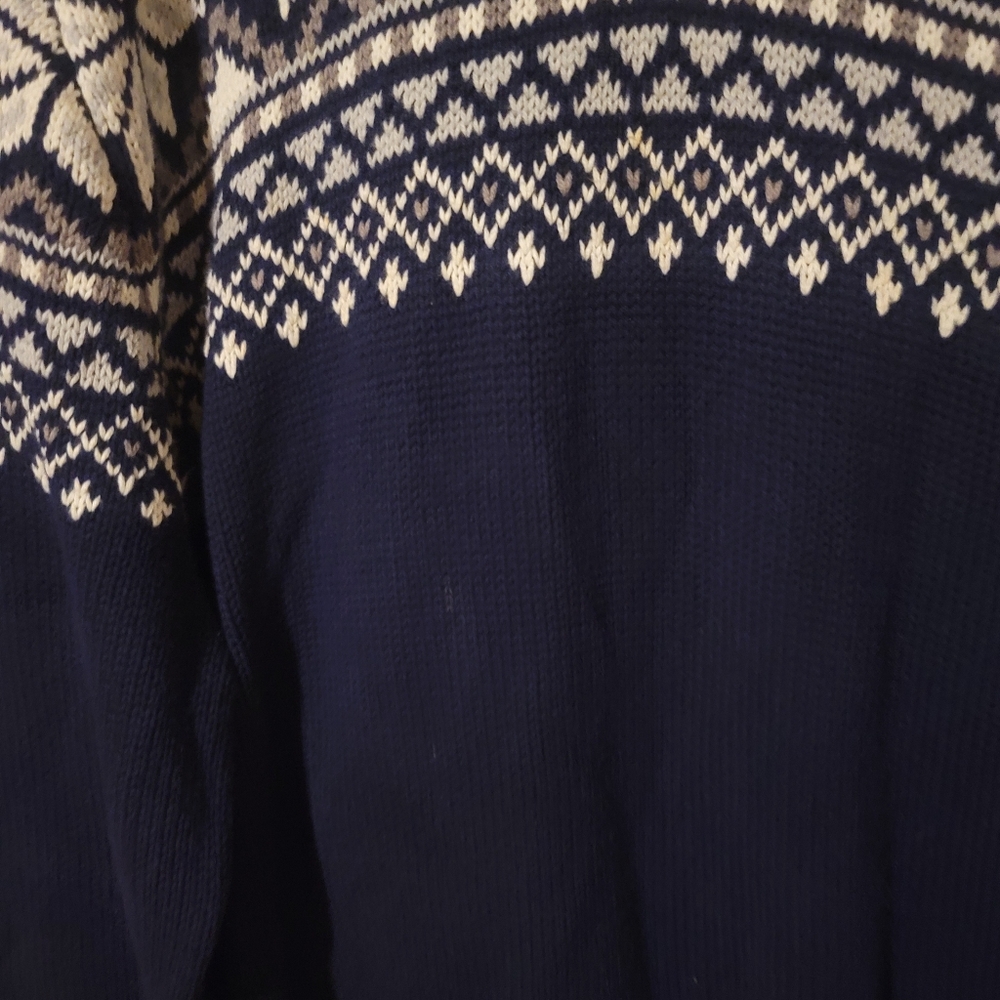 Men's Navy Blue Winter Sweater - Picture 3 of 7
